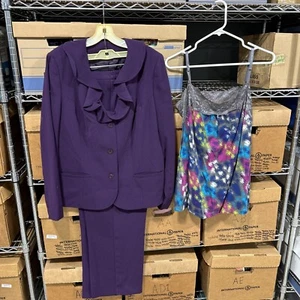 MetroStyle Women's Purple Blazer, Pants & Tank 3-Piece Suit Set - Size 16 Sh - Picture 1 of 10