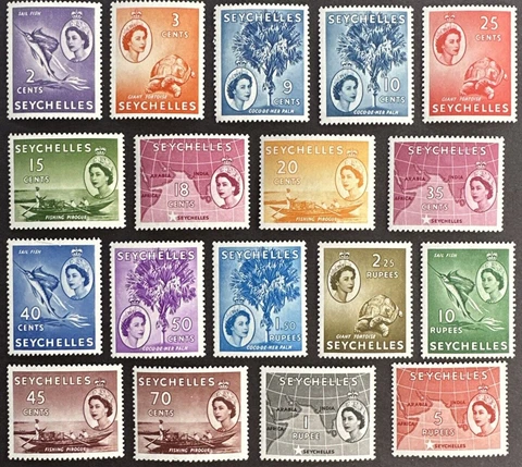 Seychelles 1954 Sc# 173-190 Set of 18 MNH OG QEII Queen Elizabeth Cover