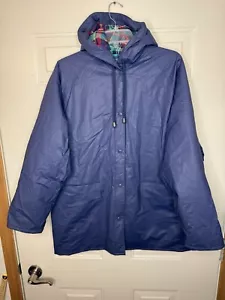 Sailmaker Jacket Womens 1x Blue Rain Coat Plaid Flannel Lined Hooded Outdoors XL - Picture 1 of 11