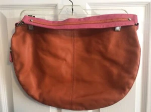 Kate Landry Hobo Purse Orange with Zippers ExpandTo Pop Pink Style ST2LK107 - Picture 1 of 12