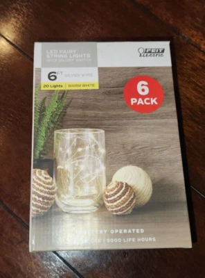 1 Pkg. Feit Electric LED Fairy String Lights 6 Units Per Box 6 Ft. Silver Wire - Image 1 of 2
