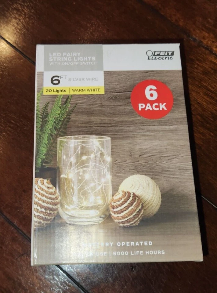 1 Pkg. Feit Electric LED Fairy String Lights 6 Units Per Box 6 Ft. Silver Wire - Image 1 of 2