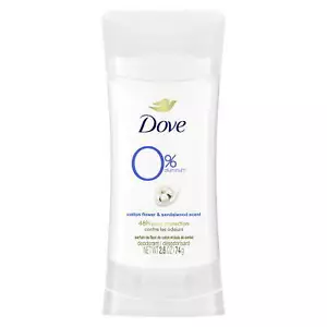 Dove 0% Aluminum Women's Deodorant Stick Cotton Flower and Sandalwood 2.6 oz - Picture 1 of 3