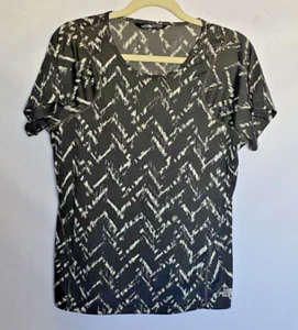 THE NORTH FACE Shirt Women's Size Large Short Sleeve Dark Gray White Print Top - Picture 1 of 7