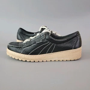 Scarpe donna 8,5 M Mephisto Originals nere in pelle sneakers stringate zeppa - Foto 1 di 11