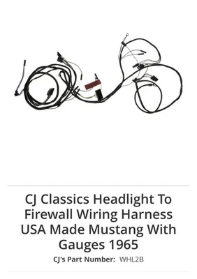 Arnés de cableado de faros con medidores Cj Pony 1965 Ford Mustang Foto 1 de 4