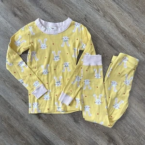 Hanna Andersson 120 6-7 Girls Easter Pajamas Spring Yellow Bunnies Pink - Picture 1 of 3