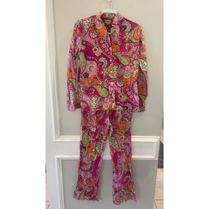 Conjunto de pijama para mujer Vera Bradley talla M estampado cachemir top y pantalones con botones - Imagen 1 de 11