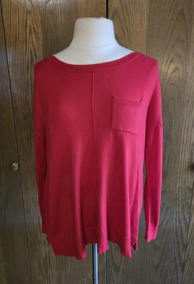 Daisy Fuentes Lightweight Pullover Red Sweater 3/4 Sleeves Women's M Pre-owned - Image 1 of 4