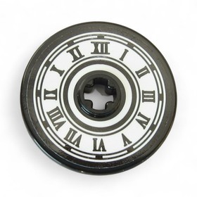 Lego-Black Technic, Disk 3 x 3 with Vintage Clock Face with Black Roman Numerals