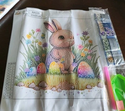 Diamond Painting 5D DIY PARTIAL 30x30cm 🐝 EASTER BUNNY 74 🐝  - Imagem 1 de 2
