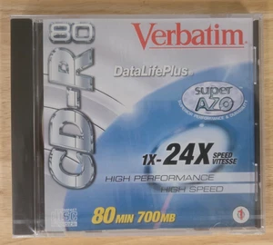 Verbatim Data Life Plus, Super AZO. CD-R 80 Min 700 MB 1X-24X Speed - Picture 1 of 4