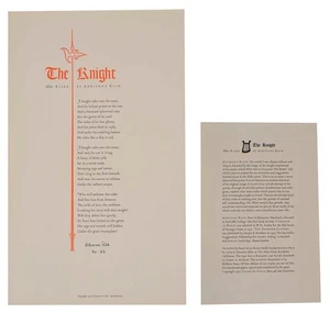 Adrienne RICH / KNIGHT AFTER RILKE Signed Broadside First Edition 1957 #203400 - Imagen 1 de 3