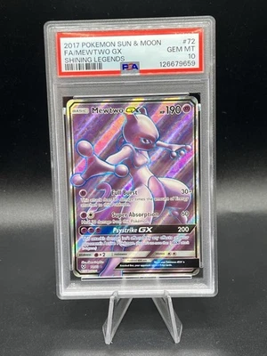 PSA 10 Pokémon Mewtwo GX TCG Full Art Ultra Rare Holo Card 72/73 Shining Legends - Image 1 of 2
