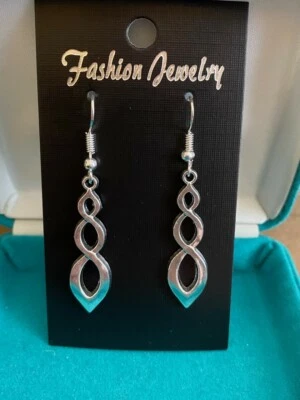 Pretty New Tibetan Silver Long Triple Twist Hook Dangle Drop Earrings - Image 1 of 3