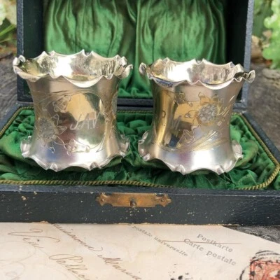 Антикварные серебряные кольца-пампкины серебро 800 Германия 20 век родная коробка - Изображение 1 из 4