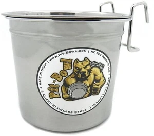 1 Pit-Bowl Acero Inoxidable, Gancho-On Perro Caja de Agua Cuenco (2 a 2.25 cuartos de galón)  - Imagen 1 de 2