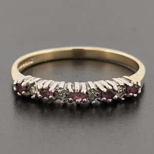 9ct Yellow Gold Ruby & Diamond Eternity Ring Size P Hallmarked - Picture 1 of 7