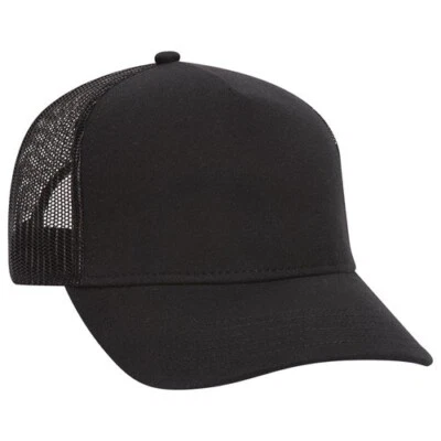 BLACK WHITE 5 PANEL MESH BACK TRUCKER HAT CAP SNAPBACK CURVED ADULT 32934 — 第 1/3 张图片