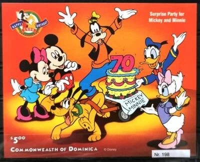 DD1.198 Dominica MNH Disney Cartoons Surprise party for Mickey and Minnie Goofy - Image 1 of 4