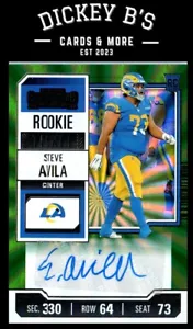 2023 Contenders Opening Kickoff (Green Laser) Ticket #155 Steve Avila Rams RC,AU - Picture 1 of 2