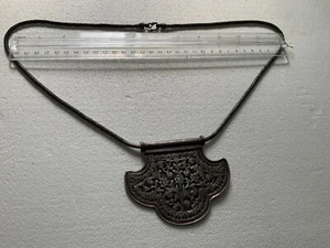 HEAVY 123g ANTIQUE STERLING SILVER  INDIAN?  PENDANTS NECKLACE 31" SIGNED RP - Picture 1 of 6