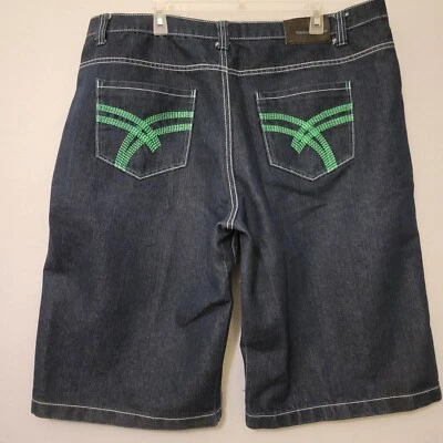 Raw Black Shorts Men's Dark Blue Jean shorts w/green pockets! Size 44Wx15L - Image 1 of 4