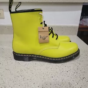 Neu Herren Dr. Martens 1460 Glattleder Stiefel 8 Augen Neon limettengrün Größe 14 - Bild 1 von 9