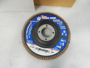 Tiger Paw 4-1/2" Coated Abrasive Flap Discs 60Z Grit 7/8 Arbor hole 13K RPM 1 pc - Picture 1 of 3