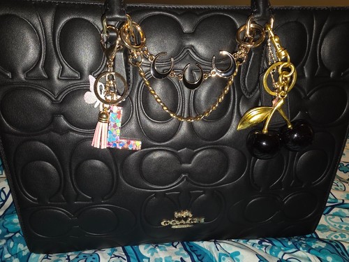 Borsa Coach grande Maggie nuova con etichette in pelle firmata bloccata nera CY672 $598