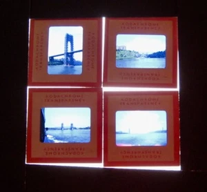 NEW YORK CITY BRIDGES 4 KODACHROME RED BOARDER 35 MM SLIDE 50'S - Picture 1 of 2