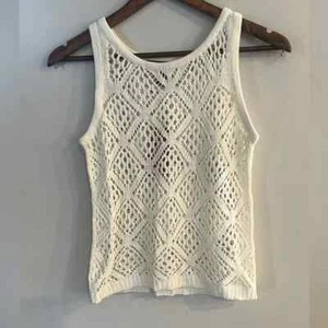 STREETWEAR SOCIETY Women’s Ivory Crochet Knit Tank Top Size S NEW - Picture 1 of 5