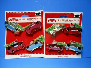 8 NEW Miniature Red & Gold Christmas Pickup Trucks With Trees Ornaments  - Picture 1 of 1