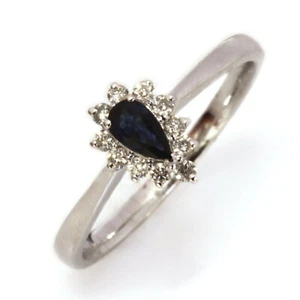 0.6 ctw Natural Blue Sapphire Diamond Solid 14k White Gold Halo Engagement Ring - Picture 1 of 7