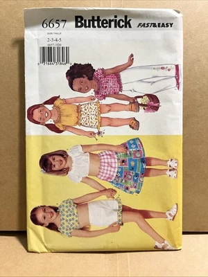 Butterick Pattern 6657 Child Girl Top Skirt Pants Sewing Craft - Image 1 of 4