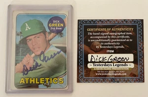 Tarjeta verde Topps Dick 1969 autografiada certificado de autenticidad - Imagen 1 de 1