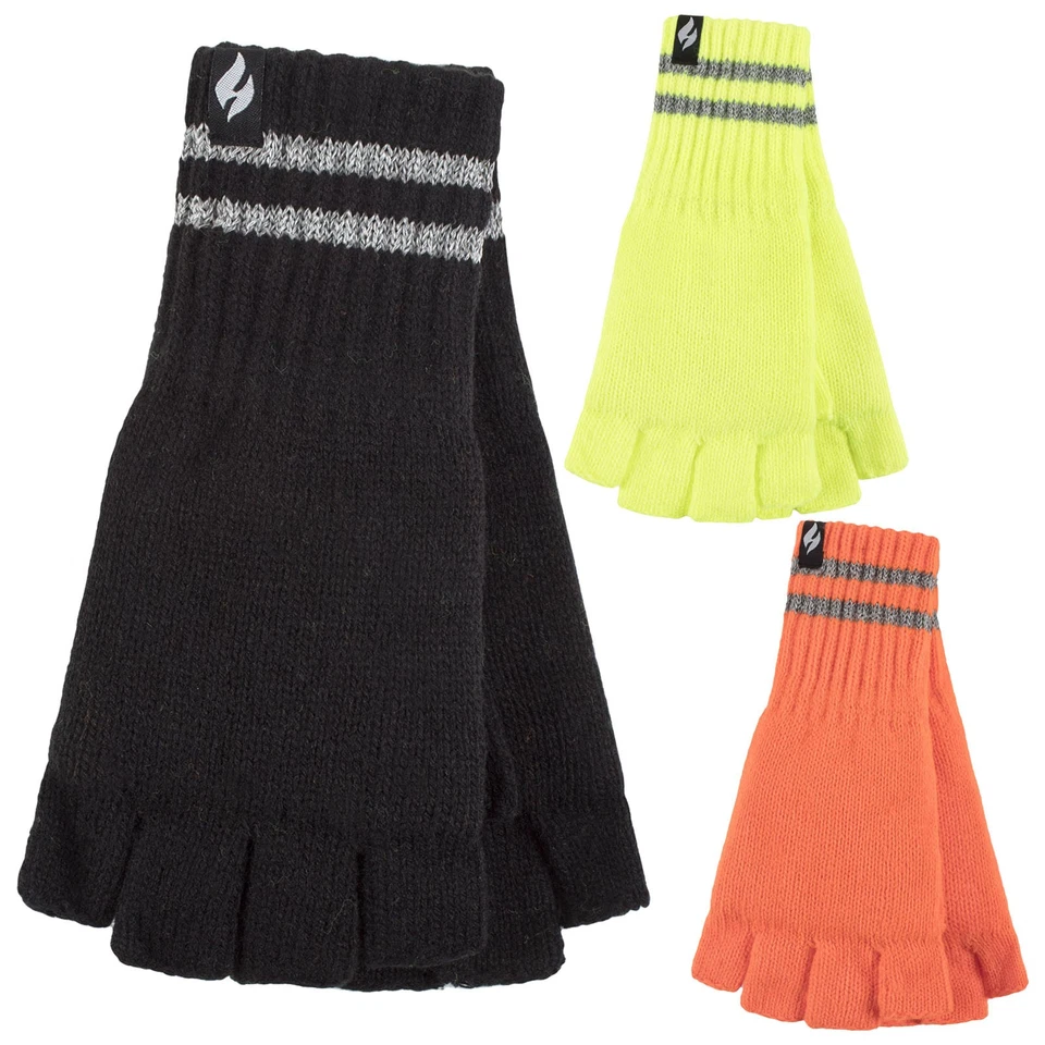 Heat Holders - 1 Paire Homme Gants Demi Doigt Hiver Thermique Polaire - Photo 1/1