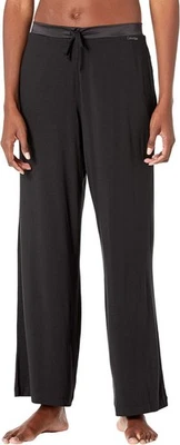 Calvin Klein Women's Satin-Trim Lounge Pants | Black | Large - Image 1 of 2
