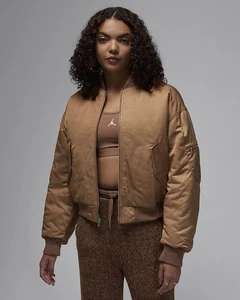 NWT $250 Nike Jordan Renegade Women's Bomber Jacket Metal Brown Small FV7107-223 - Picture 1 of 5