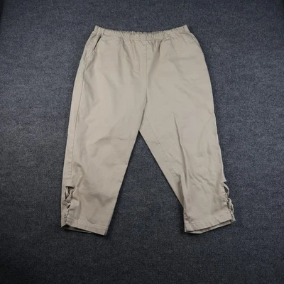 Pantalones Blair para mujer grandes beige recortados cintura elástica con cordones dobladillo informal cómodo Foto 1 de 4