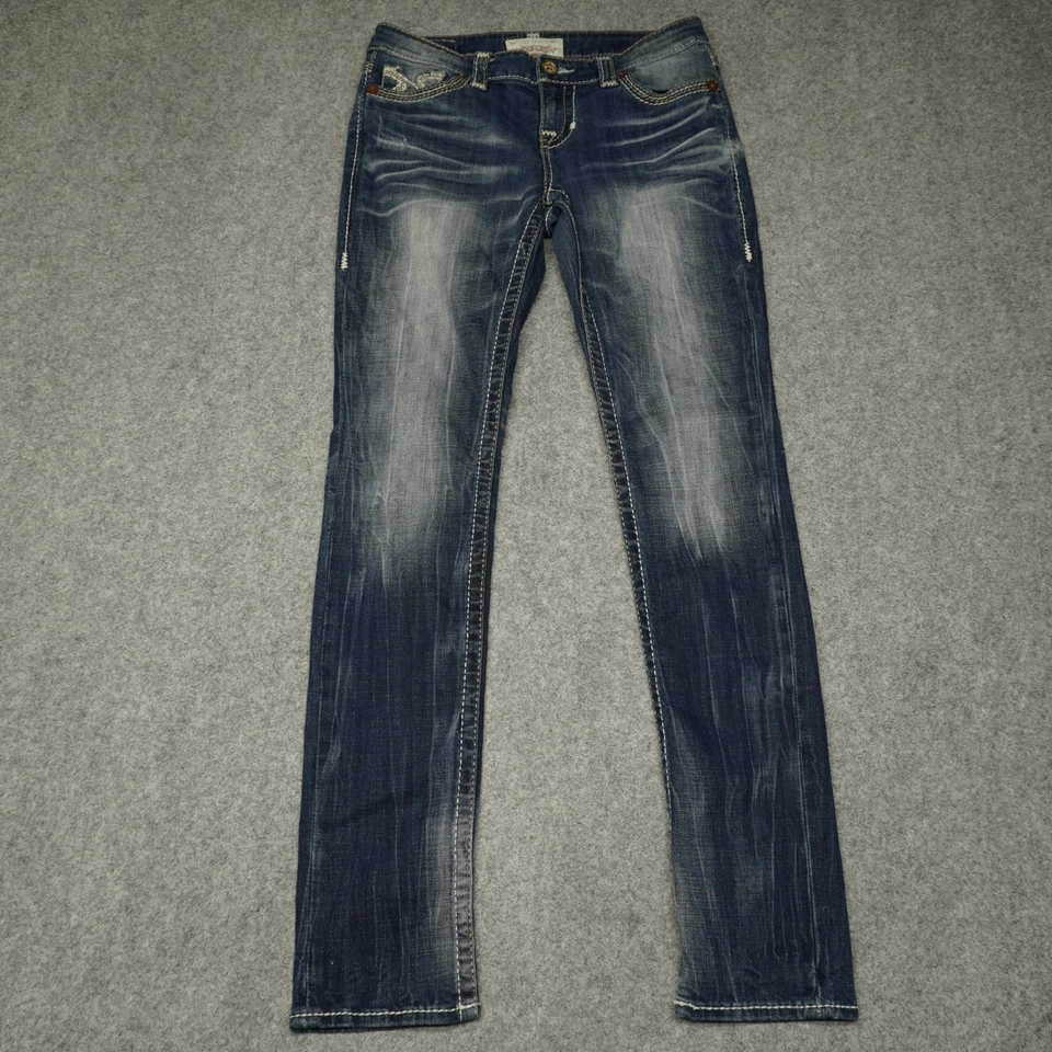 Jean ajustado de tiro medio Big Star Liv para mujer talla 28L azul denim bolsillos con tachuelas Foto 1 de 4