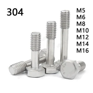 Viti a testa esagonale in acciaio inox 304 con gambo in vita M5 M6 M8 M10 M12 M16 - Foto 1 di 11
