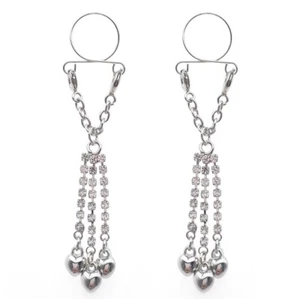 2PCS Stainless Steel Fake Nipple Rings Shield Non-Piercing Nipplering Clip On - Picture 1 of 12