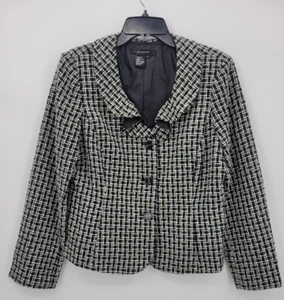 Sandro Blazer Womens Large Black Ivory Tweed Button Front Caree Old Money Jacket - Picture 1 of 12