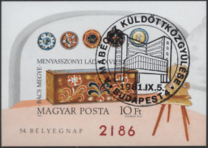 Ungarn 1981 "Tag der Briefmarke" Brauttruhe, MiNr Block 151 B gestempelt