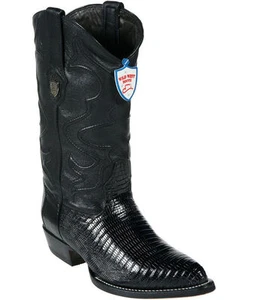 Wild West Black Genuine Teju Lizard Western Cowboy Boot J-TOE - Picture 1 of 1