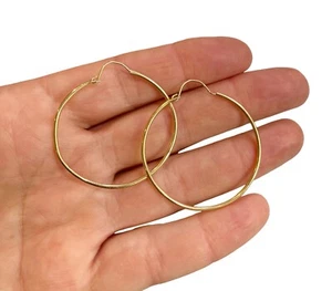 14 Karat massive Gelbgold dünne Creolen 1,25 Zoll Durchmesser 1,19 Gramm - Bild 1 von 6