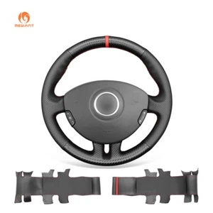 MEWANT PU Leather Carbon Fiber Steering Wheel Wrap for Renault Clio 3 2005-2010 - Imagen 1 de 10