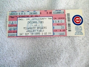Biglietto completo SAMMY SOSOSA (18/9/1999 Back to Back) 60/60 Home Run - come nuovo - Foto 1 di 1