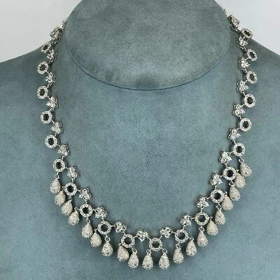 Colar de prata esterlina 925 aglomerado de cristal gotículas declaração 18” 80g - Imagem 1 de 4